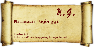Milassin Györgyi névjegykártya